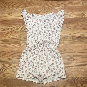 BearPaw White and Pink Jumpsuit Playful Floral Design